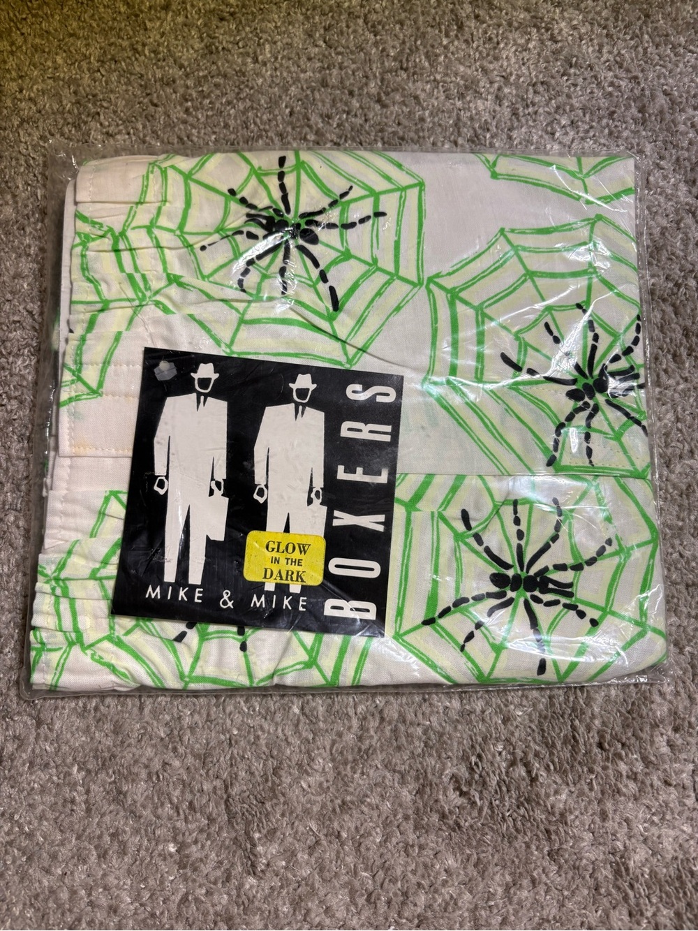 Vintage Mike & Mike Glow-in-Dark Spider Boxers NWT Sz L USA Made